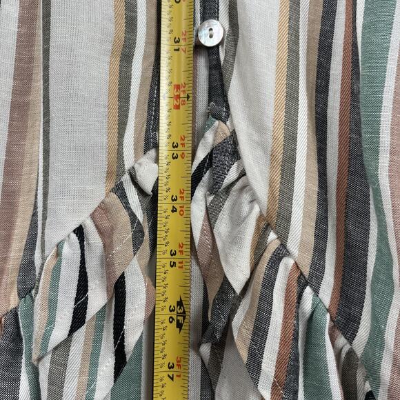 Saltwater Luxe Dress Womens XS Multicolor Striped Button Front Ruffle Maxi Boho - Picture 10 of 10